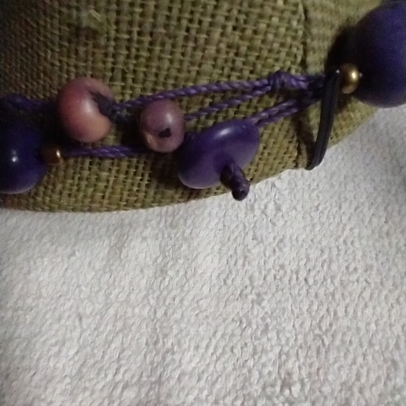 Purple nut beaded string necklace long boho - Picture 4 of 6
